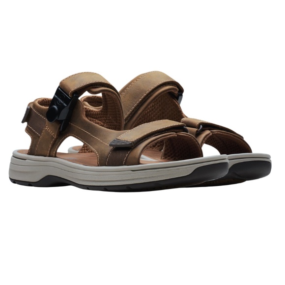 Clarks Mens Saltway Trail Sandals in Light Tan Leather . 26184778 main image 4